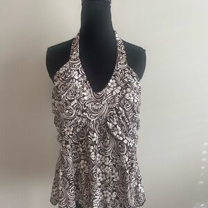 Elegant Sable and Ivory Halter Top